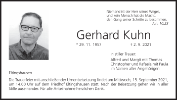 Anzeige von Gerhard Kuhn von MGO