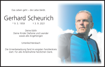 Anzeige von Gerhard Scheurich von MGO
