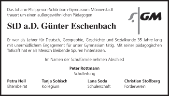 Anzeige von Günter Eschenbach von MGO