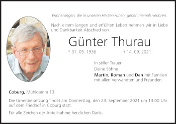 Anzeige von Günter Thurau von MGO