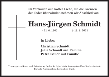 Anzeige von Hans-Jürgen Schmidt von MGO