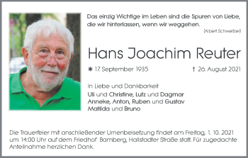 Anzeige von Hans Joachim Reuter von MGO