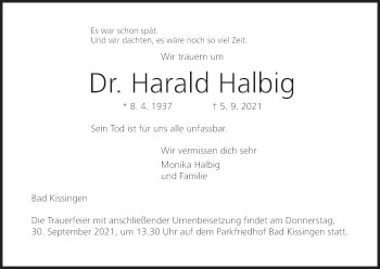 Anzeige von Harald Halbig von MGO
