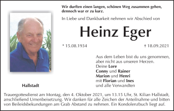 Anzeige von Heinz Eger von MGO