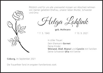 Anzeige von Helga Lohfink von MGO