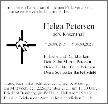 Anzeige von Helga Petersen von MGO
