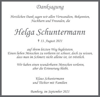 Anzeige von Helga Schuntermann von MGO