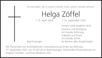 Anzeige von Helga Zöffel von MGO