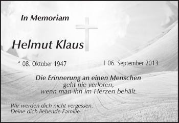 Anzeige von Helmut Klaus von MGO