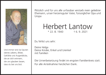 Anzeige von Herbert Lantow von MGO