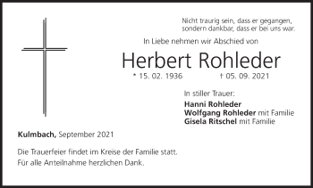 Anzeige von Herbert Rohleder von MGO