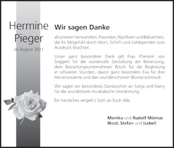 Anzeige von Hermine Pieger von MGO