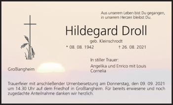 Anzeige von Hildegard Droll von MGO