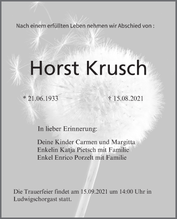 Anzeige von Horst Krusch von MGO