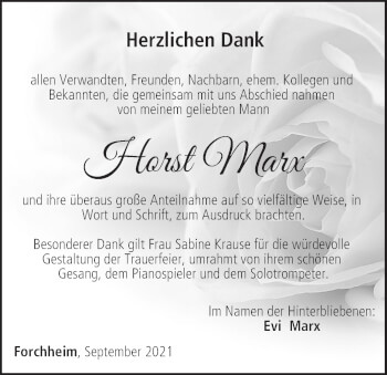 Anzeige von Horst Marx von MGO