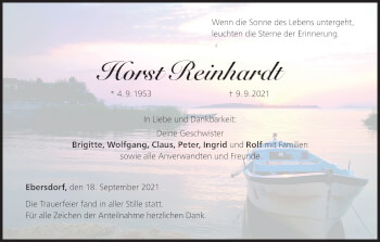 Anzeige von Horst Reinhardt von MGO