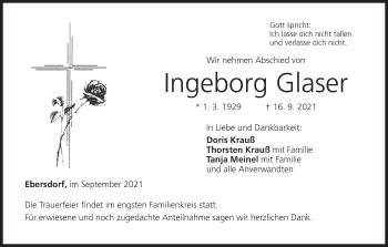 Anzeige von Ingeborg Glaser von MGO