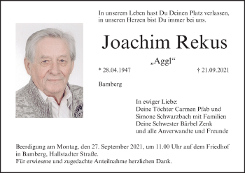 Anzeige von Joachim Rekus von MGO