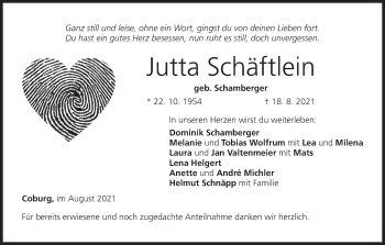 Anzeige von Jutta Schäftlein von MGO
