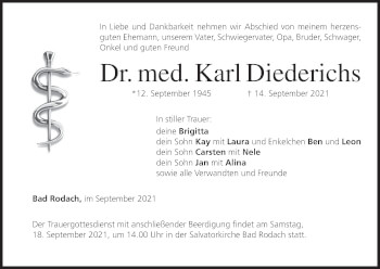 Anzeige von Karl Diederichs von MGO