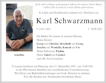 Anzeige von Karl Schwarzmann von MGO