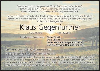 Anzeige von Klaus Gegenfurtner von MGO