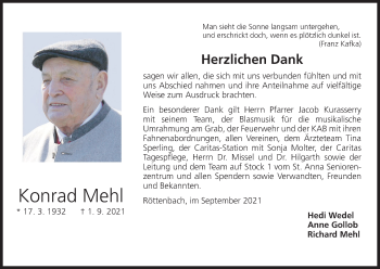 Anzeige von Konrad Mehl von MGO