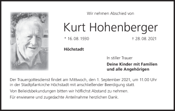 Anzeige von Kurt Hohenberger von MGO