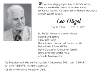 Anzeige von Leo Hügel von MGO