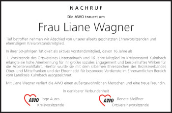 Anzeige von Liane Wagner von MGO