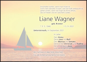 Anzeige von Liane Wagner von MGO