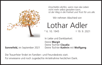 Anzeige von Lothar Adler von MGO
