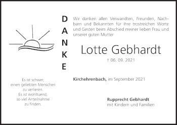 Anzeige von Lotte Gebhardt von MGO
