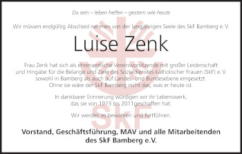 Anzeige von Luise Zenk von MGO