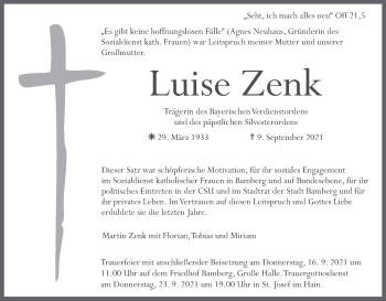 Anzeige von Luise Zenk von MGO