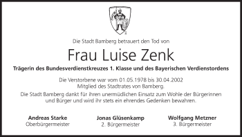 Anzeige von Luise Zenk von MGO