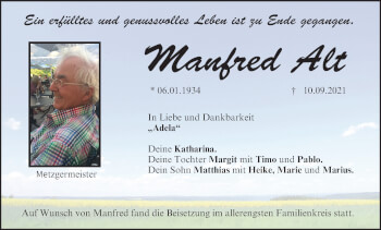 Anzeige von Manfred Alt von MGO