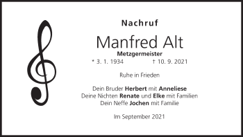 Anzeige von Manfred Alt von MGO