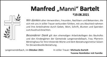 Anzeige von Manfred Bartelt von MGO