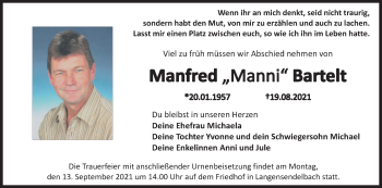 Anzeige von Manfred Bartelt von MGO