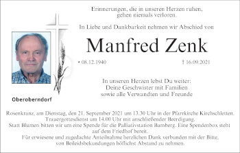 Anzeige von Manfred Zenk von MGO