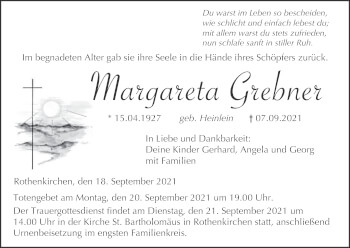 Anzeige von Margareta Grebner von MGO