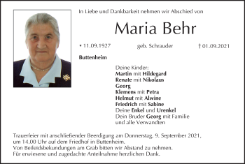 Anzeige von Maria Behr von MGO