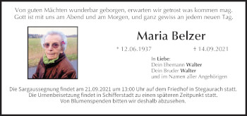 Anzeige von Maria Belzer von MGO
