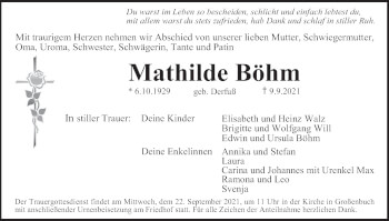 Anzeige von Mathilde Böhm von MGO