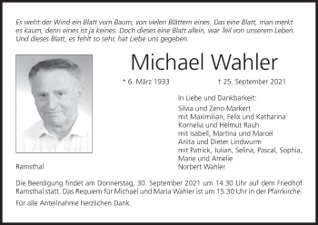Anzeige von Michael Wahler von MGO