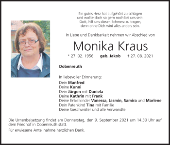 Anzeige von Monika Kraus von MGO