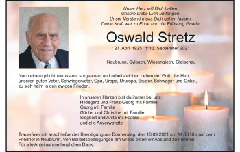 Anzeige von Oswald Stretz von MGO