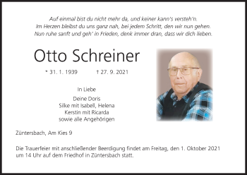 Anzeige von Otto Schreiner von MGO