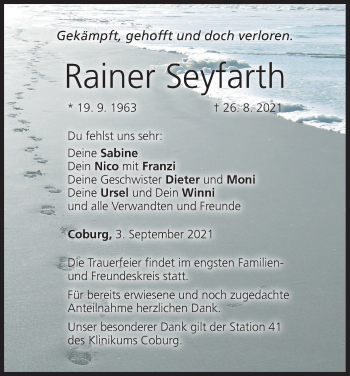 Anzeige von Rainer Seyfarth von MGO